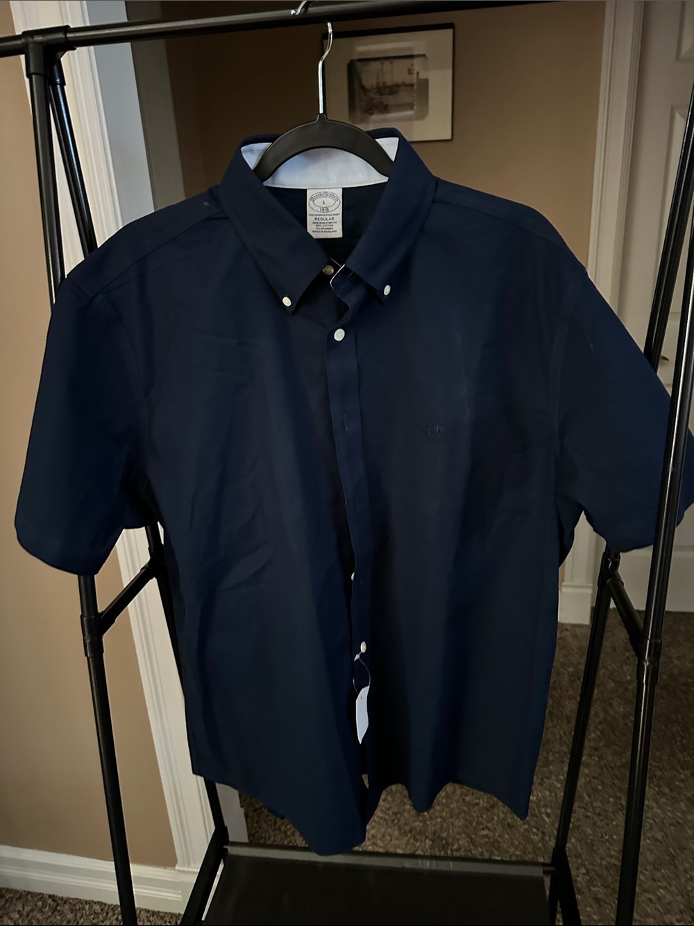 Brooks Brothers Navy Short-Sleeve Button-Down Shirt